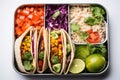 vegan taco packed in a lunchbox