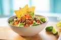 vegan taco salad in an edible bowl