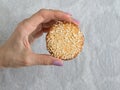 Vegan Tahini cookies, gluten-free, close up