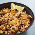 Vegan tofu scramble chilaquiles