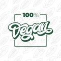 100 VEGAN typography with square frame. Handwritten lettering for restaurant, cafe menu. Vector elements for labels, logos, badges