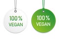 Vegan typography organic food tag and label green and white design elements isolated on a white background