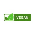 Vegan vector icon, bio eco sign, natural nutrition vegetarian concept, healthy food concept. Flat design sticker isolated on white