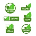 Vegan vector icon, bio eco sign, natural nutrition vegetarian concept, raw food. Flat design sticker isolated on white.