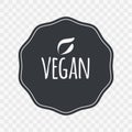 Vegan vector icon. Gray white isolated sign on transparent background. Symbol for food, product, sticker, label, healthy eating,