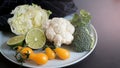 Vegan and vegetarian diet healthy food. vegetable decorative on black background