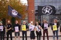 Vegan and vegetarians for animal liberation protest at a demonstration against cruelty towards animals and eating meat and dairy p Royalty Free Stock Photo