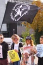 Vegan and vegetarians for animal liberation protest at a demonstration against cruelty towards animals and eating meat and dairy p Royalty Free Stock Photo