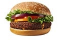 Vegan Veggie Burger On A Transparent Background. Generative AI