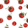 Vegan watercolor seamless pattern by red tomato Royalty Free Stock Photo