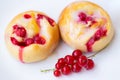 Vegan yeast pastry filled with redcurrants