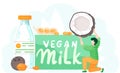Veganism concept. Man making organic, plant-based coconut milk. Healthy lifestyle. Vegan drinks