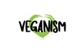 veganism text word with green love heart shape icon Royalty Free Stock Photo