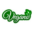 Vegano. Vegan Spanish text, Vector icon design, vegan symbol with leaves. Royalty Free Stock Photo