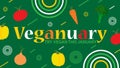 Veganuary banner vector design celebrating being a vegan and Veganism in the month of January