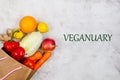 Month in january called Veganuary. Vegetarian and vegan diet concept Royalty Free Stock Photo