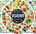 Veganuary 2024 Vegan Plant Based Lifestyle Poster