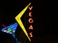 Vegas and cocktail glass neon sign.