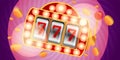 Vegas slot machine concept banner, cartoon style Royalty Free Stock Photo