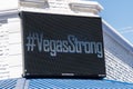 OCT 13 2017 LAS VEGAS NV: #Vegas Strong banner message, flowers and gifts at the memorial park by the Mandalay Bay on the Vegas