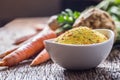 Vegeta seasoning spices condiment with dehydrated carrot parsley celery parsnips and salt with or without glutamate Royalty Free Stock Photo