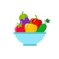 Bowl of vegetables in flat style vector