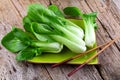 Vegetable assortment, fresh green Chinese cabbage, bok choy, pok choi or pak choi on dark background. Royalty Free Stock Photo