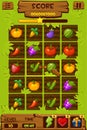 Vegetable beds, Game ui elements, 2d game icons for match 3 game.