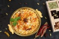 Vegetable biryani biriyani , Hyderabadi Shahi Pulao and raita Pilaf Basmati rice