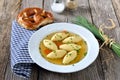 Vegetable bouillon with semolina dumplings Royalty Free Stock Photo