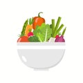 Vegetable bowl. Flat design.