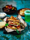 Vegetable burgers with halloumi cheese...selective focus Royalty Free Stock Photo