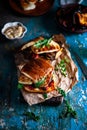Vegetable burgers with halloumi cheese...selective focus Royalty Free Stock Photo