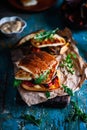 Vegetable burgers with halloumi cheese...selective focus Royalty Free Stock Photo