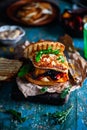 Vegetable burgers with halloumi cheese...selective focus Royalty Free Stock Photo