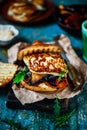 Vegetable burgers with halloumi cheese...selective focus Royalty Free Stock Photo