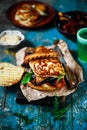 Vegetable burgers with halloumi cheese...selective focus Royalty Free Stock Photo