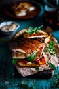 Vegetable burgers with halloumi cheese...selective focus Royalty Free Stock Photo