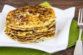 Vegetable cabbage Pancake on wooden background Royalty Free Stock Photo