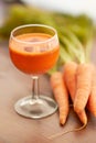 Vegetable, carrot juice and healthy food with color, art and creativity for nutritionist menu. Vegan smoothie drink in