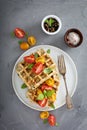 Vegetable and cheese savory waffles