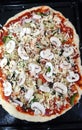 Vegetable and chicken pizza