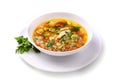 Vegetable chicken soup isolated. Royalty Free Stock Photo