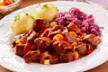 Vegetable and chunky beef stew served in dish Royalty Free Stock Photo