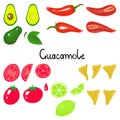 Vegetable collection. Guacamole ingredients set.