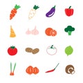 Vegetable color icons set vector