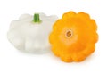 Vegetable composition with whole fresh pattypan isolated on a white background. Royalty Free Stock Photo