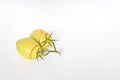 Vegetable, Cracking young tomatoes plant problems and sickness on white background. Tomatoes crack when environmental conditions