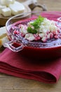 Vegetable cream soup of beetroot with soft cheese Royalty Free Stock Photo