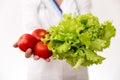 Vegetable diet nutrition and medication concept. Nutritionist offers healthy vegetables diet. Royalty Free Stock Photo